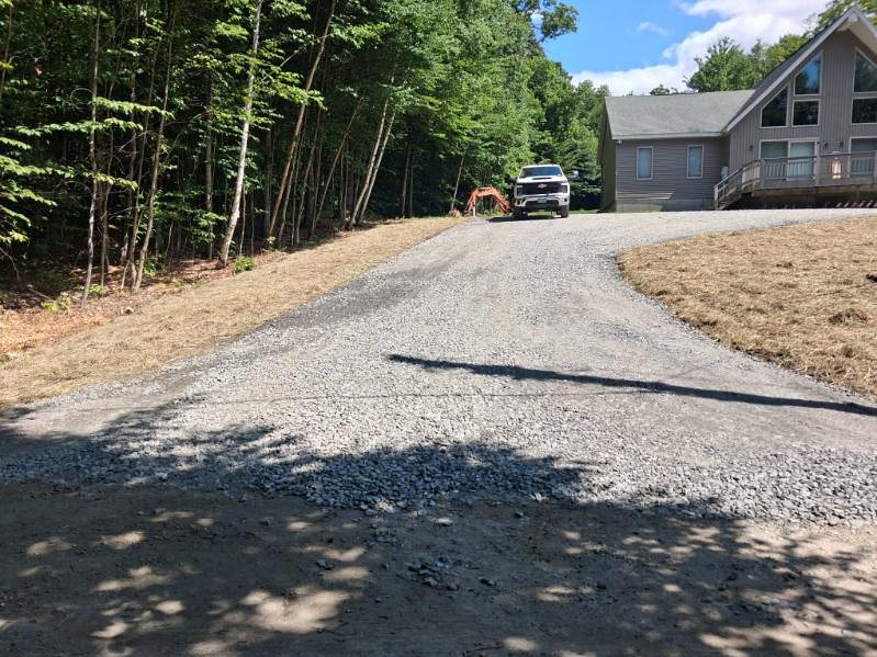 Drive curving up to the house
